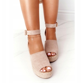 MSMG Beige Makenna Wedge -sandaalit punoksilla 4