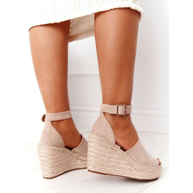 MSMG Beige Makenna Wedge -sandaalit punoksilla 5