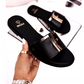 Tyylikkäät naisten tohvelit, musta Nicole Dilmah 2