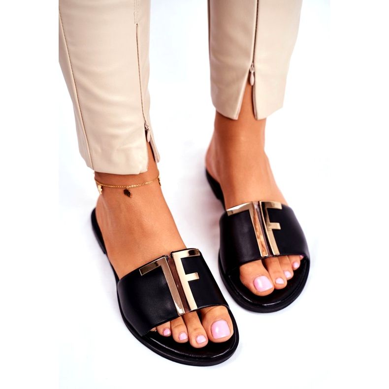 Tyylikkäät naisten tohvelit, musta Nicole Dilmah 3