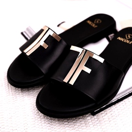 Tyylikkäät naisten tohvelit, musta Nicole Dilmah 5