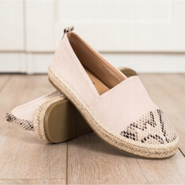 Bestelle Espadrillot, joissa käärmepainatus beige 1
