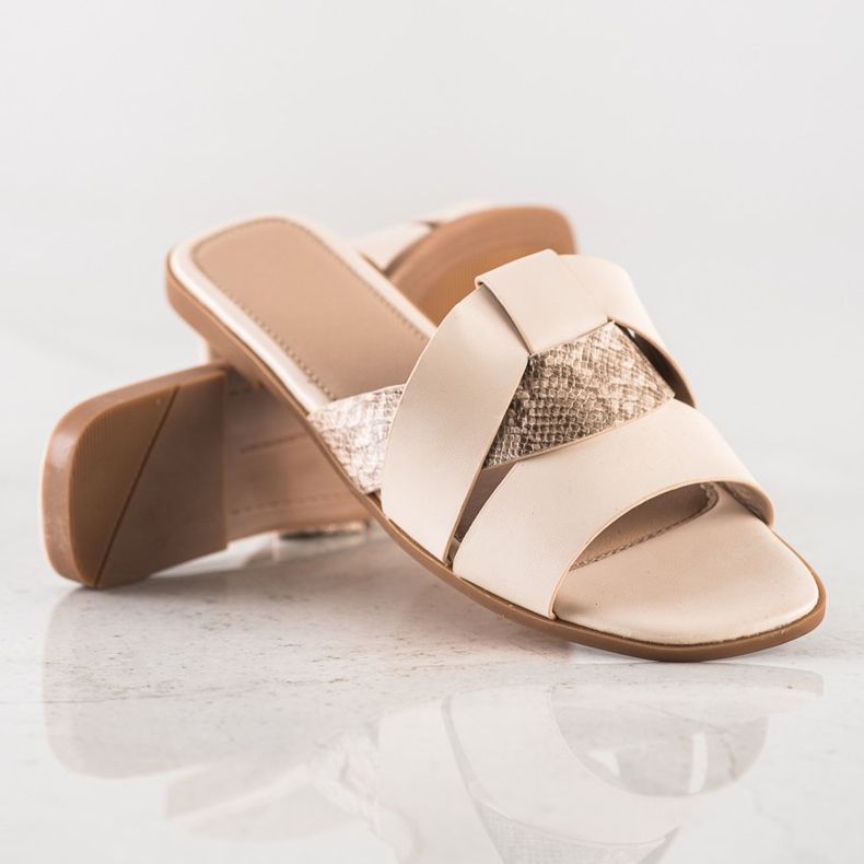 SHELOVET Tossut Snake Print Insertillä beige 1