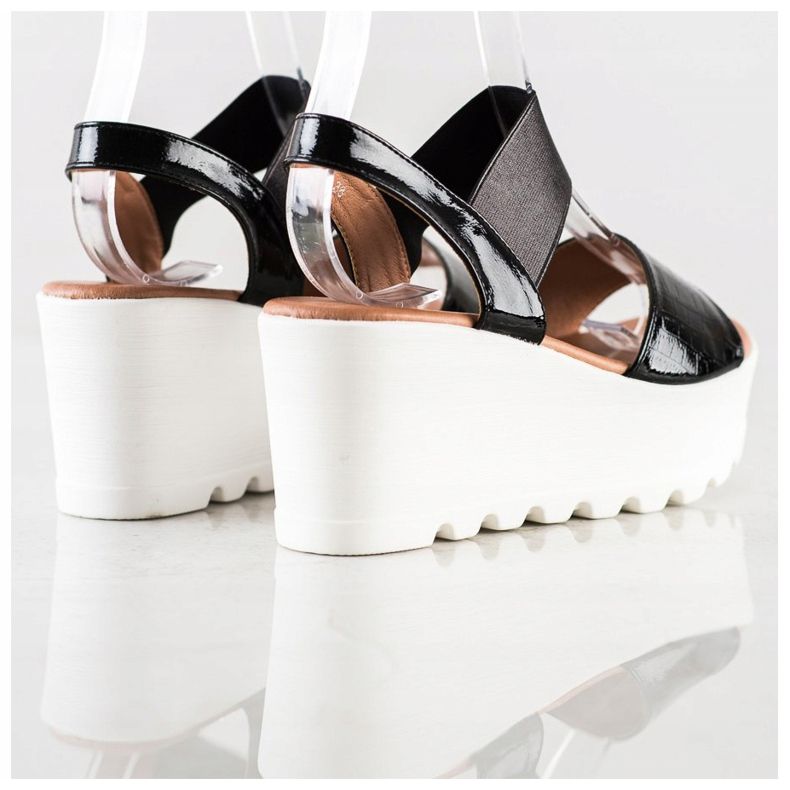 Weide Kevyet sandaalit valkoisella kiilalla musta 1