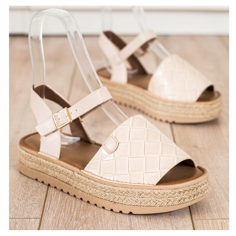SHELOVET Espadrilles -sandaalit Eco -nahkaa beige 2