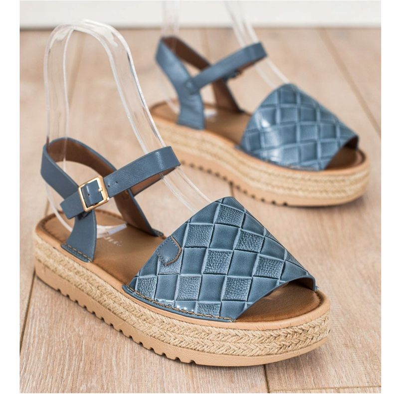 SHELOVET Espadrilles -sandaalit Eco -nahkaa sininen 1
