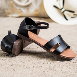 Ideal Shoes Klassiset Eco -nahkaiset sandaalit musta 1