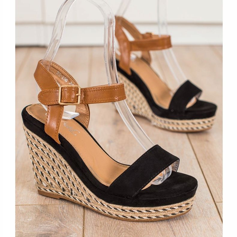 SHELOVET Espadrilles On Wedge Sandaalit musta 1
