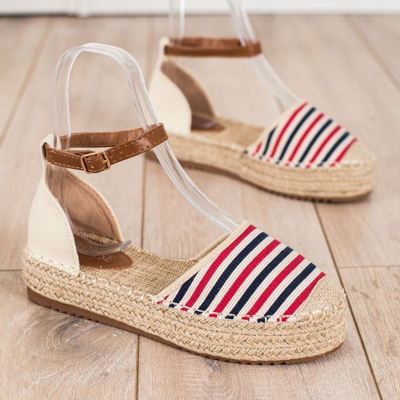 Clowse Raidalliset espadrillit soljella beige punainen monivärinen 1