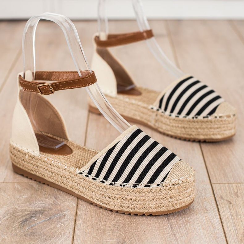 Clowse Raidalliset espadrillit soljella beige ruskea musta 1