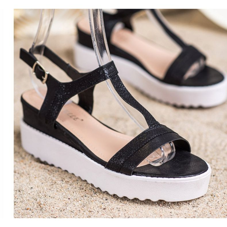 Bestelle Shimmering Wedge Sandaalit musta 1