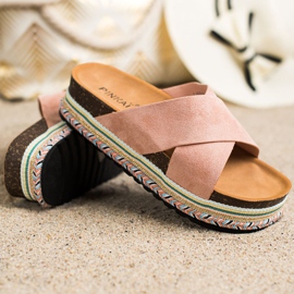 SHELOVET Jauhe mokkanahka tohvelit vaaleanpunainen 1