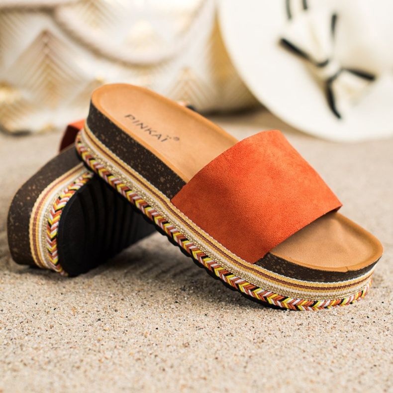 SHELOVET Mukavat mokkanahkatossut oranssi 1