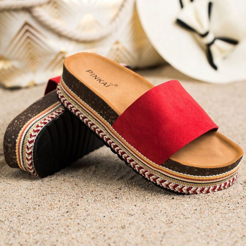 SHELOVET Mukavat mokkanahkatossut punainen 1