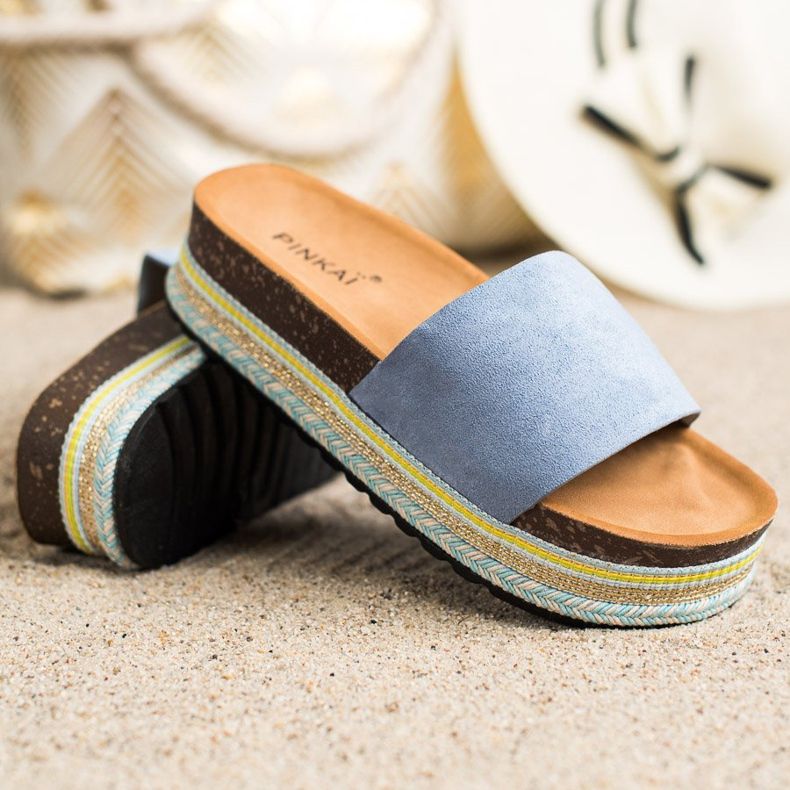 SHELOVET Mukavat mokkanahkatossut sininen 1