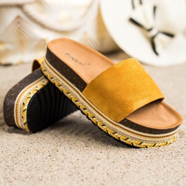 SHELOVET Mukavat mokkanahkatossut keltainen 1