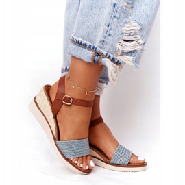 EVE Sandaalit kiilakorolla Sininen punottu Teneriffa ruskea 4