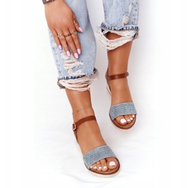 EVE Sandaalit kiilakorolla Sininen punottu Teneriffa ruskea 5