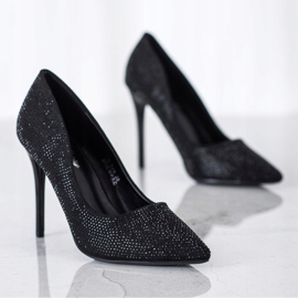 SHELOVET Mustat korkokengät kristalleilla 1