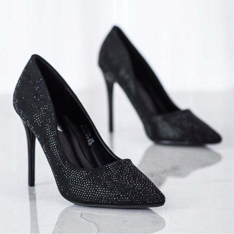 SHELOVET Mustat korkokengät kristalleilla 1