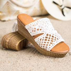 Laura Mode Avoimet kiilamaiset tossut valkoinen 1