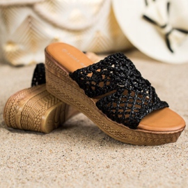 Laura Mode Avoimet kiilamaiset tossut musta 1