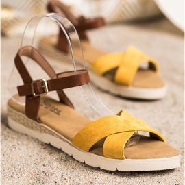 SHELOVET Rento sandaalit soljella ruskea keltainen 1