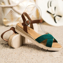 SHELOVET Rento sandaalit soljella ruskea vihreä 1