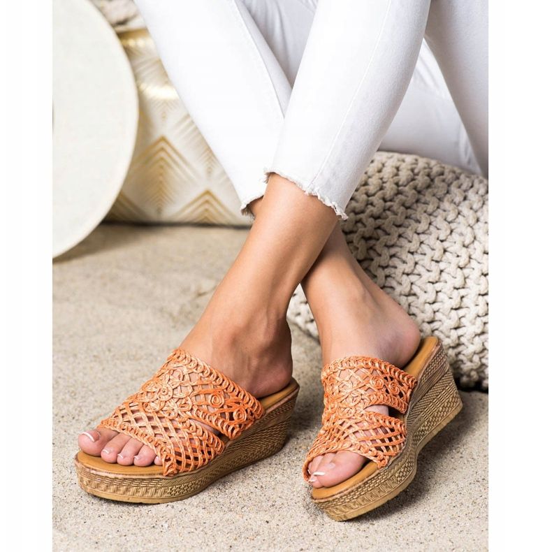 Laura Mode Avoimet kiilamaiset tossut oranssi 2