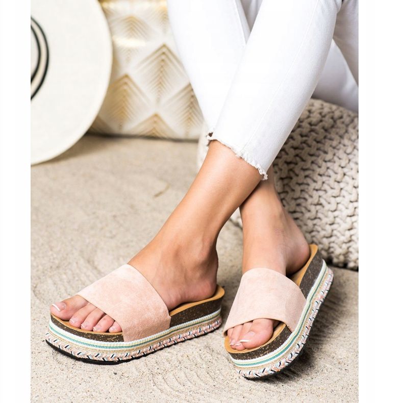 SHELOVET Mukavat mokkanahkatossut vaaleanpunainen 2 SHELOVET Mukavat mokkanahkatossut vaaleanpunainen 2