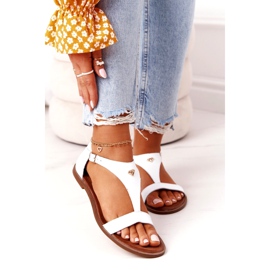 Naisten nahkasandaalit Nicole 2648 Valkoinen Metallic 1