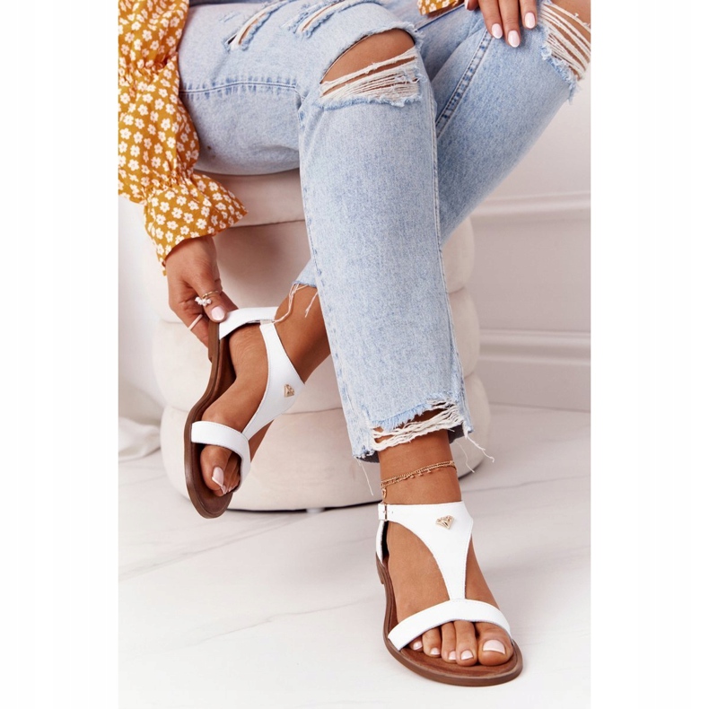 Naisten nahkasandaalit Nicole 2648 Valkoinen Metallic 2