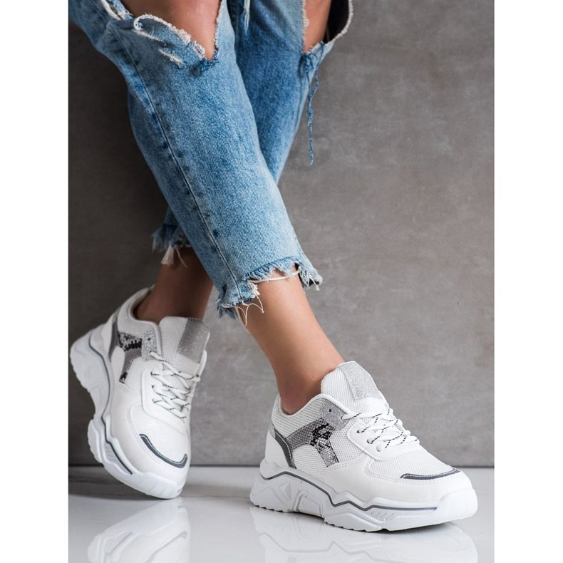 SHELOVET Valkoiset lenkkarit glitterillä valkoinen 2