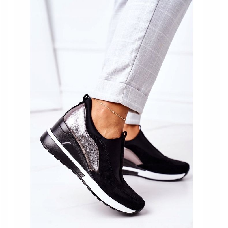 Vinceza 10593 Musta-Hopea Slip-On Wedge Tennarit 1