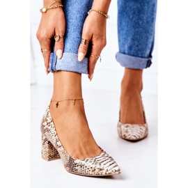 Lewski Shoes Nahkapumput, joissa käärmeen kuvio Lewski -kengät 2801 Golden kultainen 2