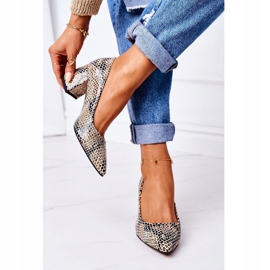 Nahkapumput, joissa on eläinkuvio Lewski-kengät 2801 musta-beige 1