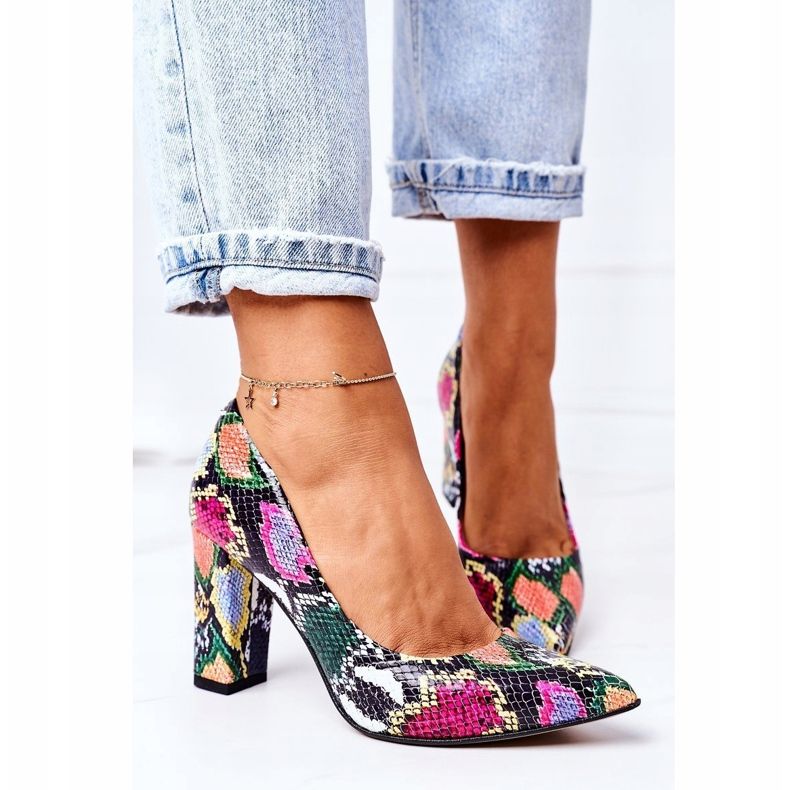 Lewski Shoes Nahkapumput, joissa käärmeenkuosi Lewski -kengät 2453 Värikkäitä monivärinen 1