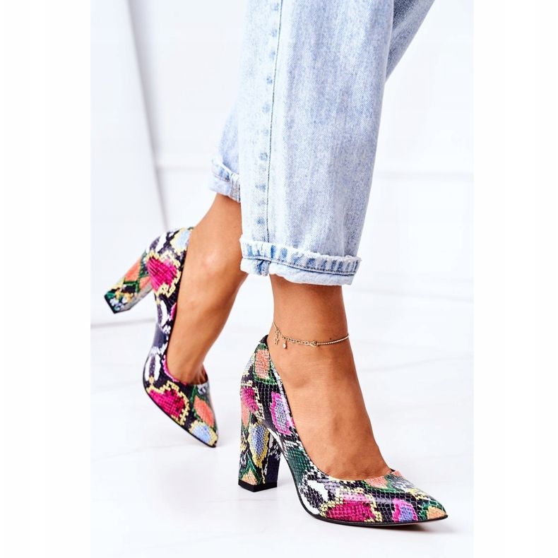 Lewski Shoes Nahkapumput, joissa käärmeenkuosi Lewski -kengät 2453 Värikkäitä monivärinen 2