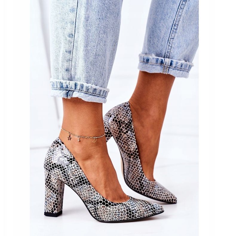 Lewski Shoes Nahkapumput, joissa on eläinkuvio Lewski-kengät 2453 musta-sininen 2