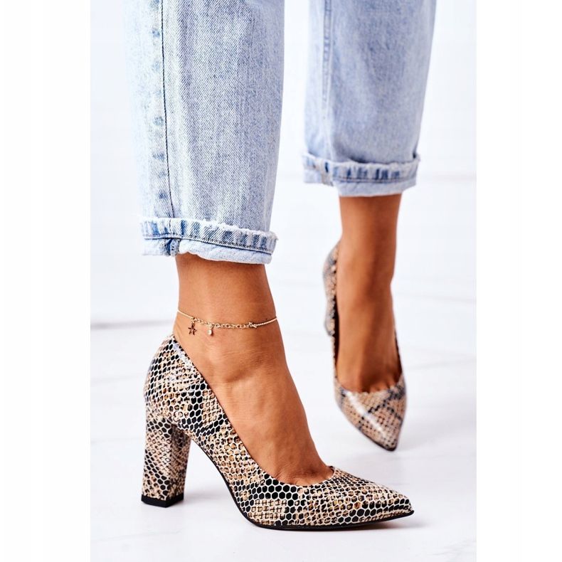 Lewski Shoes Nahkapumput, joissa on eläinkuvio Lewski-kengät 2453 musta-beige 2