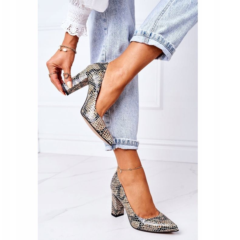 Lewski Shoes Nahkapumput, joissa on eläinkuvio Lewski-kengät 2453 musta-beige 1