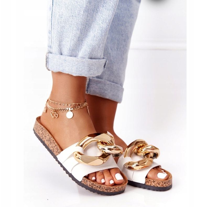 PS1 Valkoiset varvastossut ketjulla viimeinen tanssi valkoinen kultainen 5