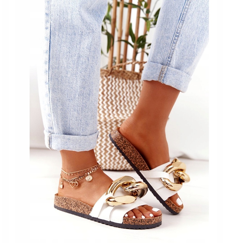 PS1 Valkoiset varvastossut ketjulla viimeinen tanssi valkoinen kultainen 3