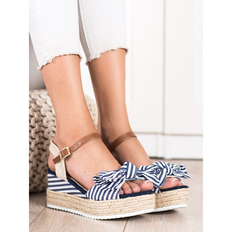 Sweet Shoes Espadrilles -sandaalit raidoilla beige laivastonsininen 1