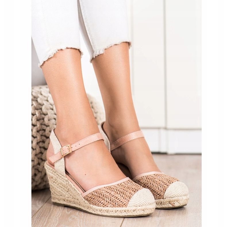 Sweet Shoes Avoimet espadrillit kiilassa beige ruskea vaaleanpunainen 1