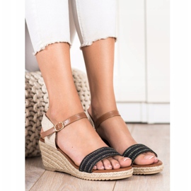 SHELOVET Rennot Espadrilles -sandaalit beige ruskea musta 1