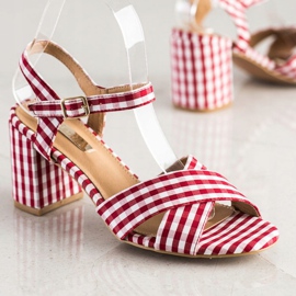 SHELOVET Muodikkaat ruudulliset sandaalit punainen 1