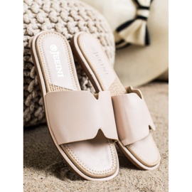 SHELOVET Tyylikkäät Eco -nahkatossut beige 1