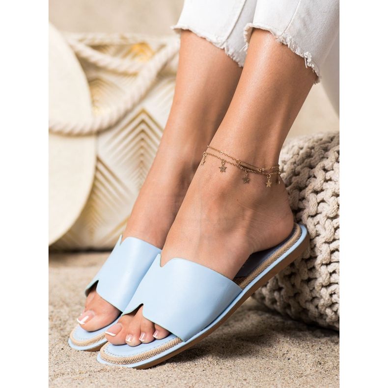 SHELOVET Tyylikkäät Eco -nahkatossut sininen 2