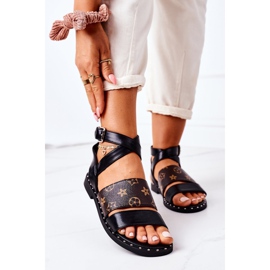 PS1 Litteät ekonahkaiset mustat Loretta-sandaalit 2